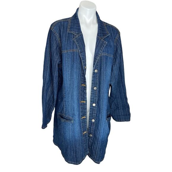Y2K The Blues Denim Jacket Tunic Blouse plus size 2X - Picture 1 of 6